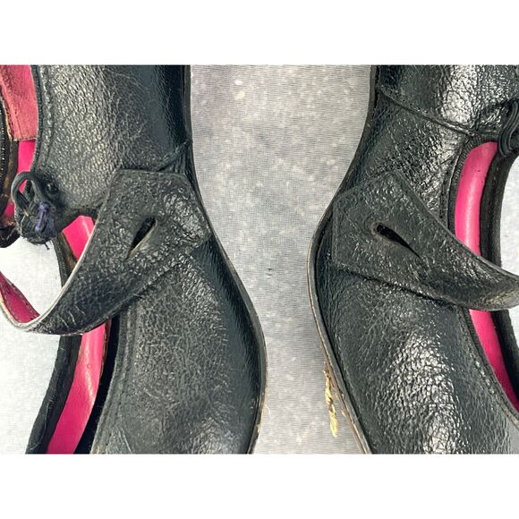 Vntg 40s? Trilly Adorably Yours by Mr Dan Black Leather Stiletto Heels - 6.5/7 - Picture 6 of 7